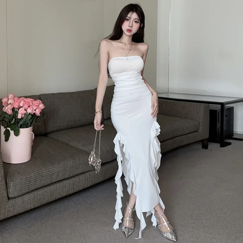 508Europe and America2026Cross-border foreign trade wholesale sexy off-shoulder slim-fit bustier slit midi dress