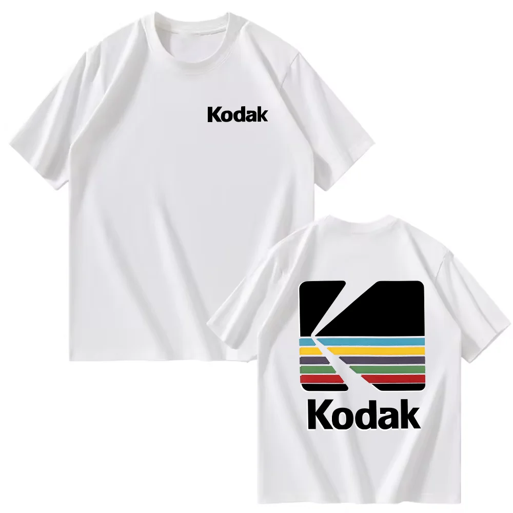 Kodak Summer Brand Bestseller 100% Cotton Solid Color Versatile Men T-shirt Daily Casual Sweat-absorbing Breathable Short Sleeve