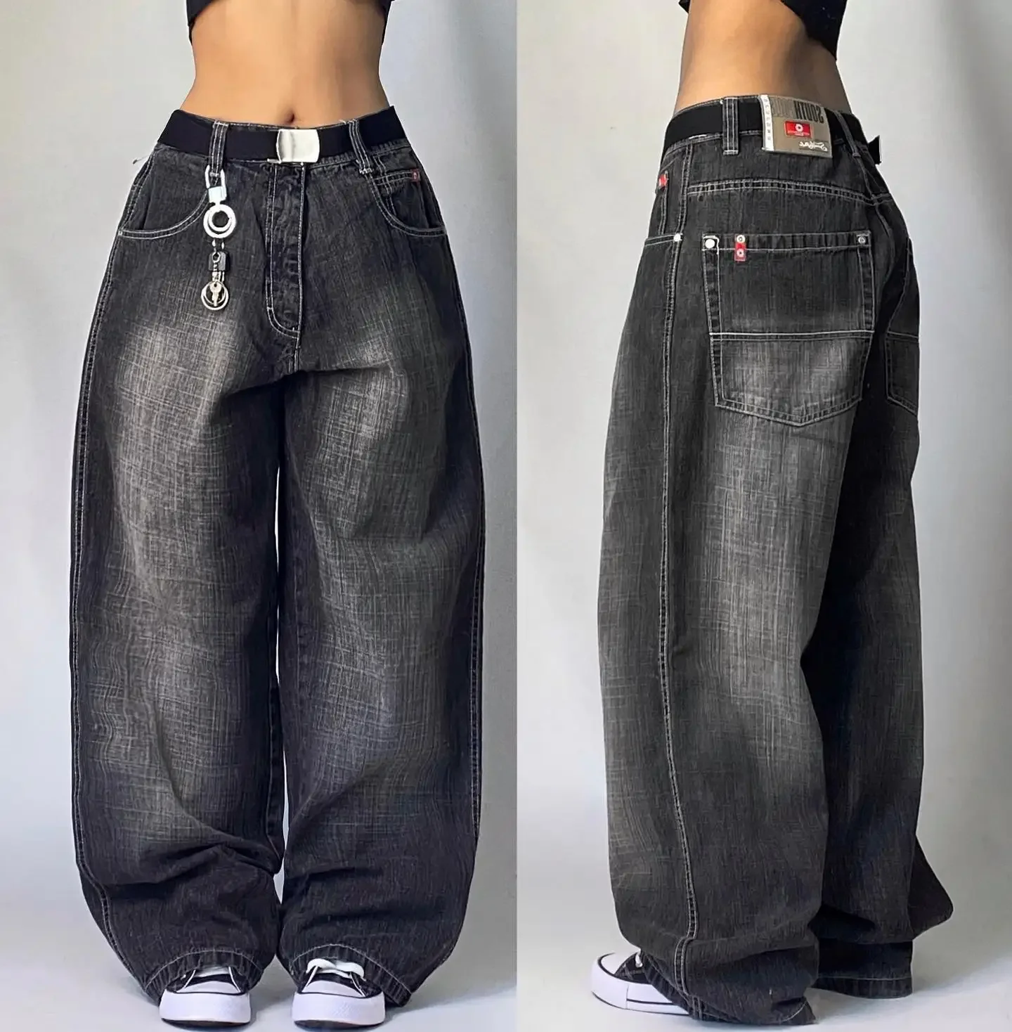 New American Trend Retro Hip-hop Embroidery Pattern Baggy Jeans For Men And Women Y2K Harajuku Gothic Wide Pants Streetwear - Image 5