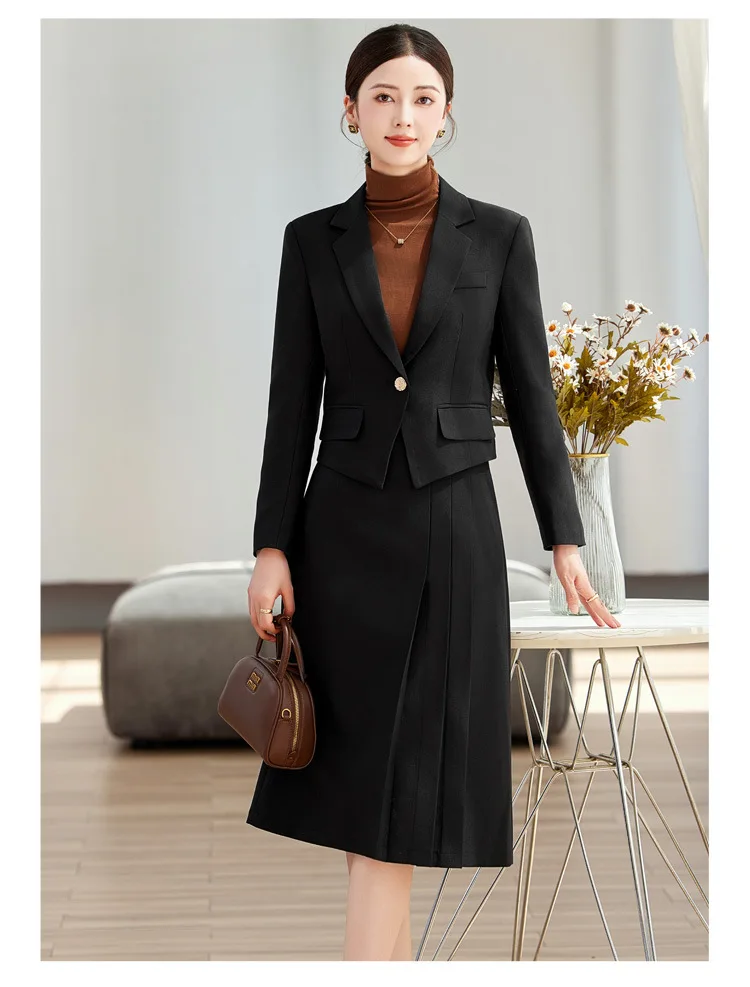 Elegant Ladies Autumn Blazer Set with Skirt Women 2 Piece Outfit 2024 Fashion Long Sleeve Jacket Suit Office Lady Dress Set - Image 8