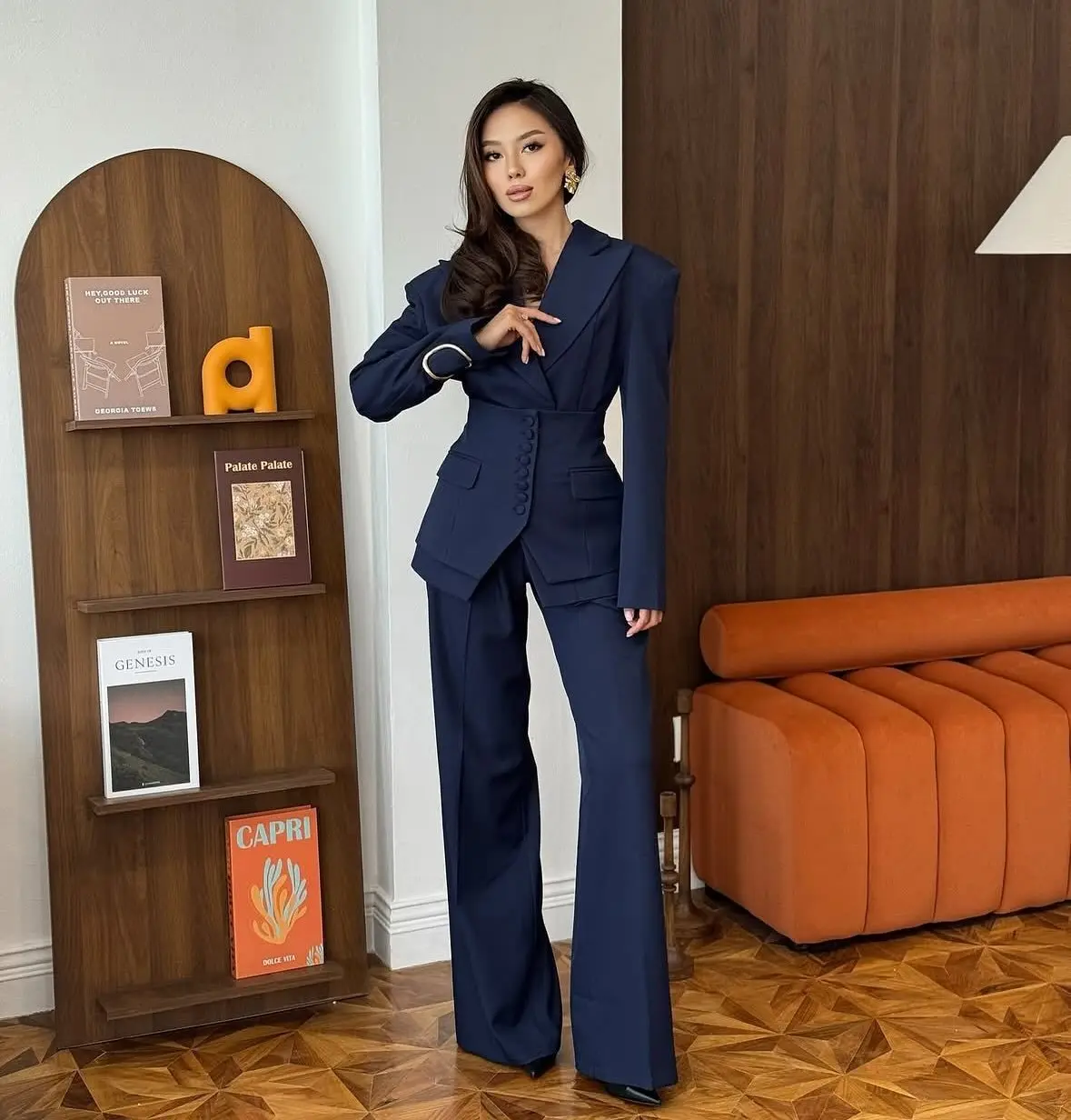 Women’s 3-Piece Solid Trouser Set Notched Lapel Blazer Belted Relaxed High Quality Minimal Luxury Spring Autumn Casual