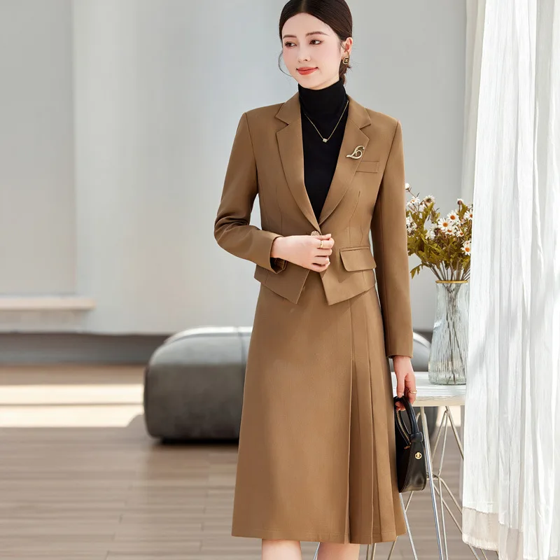 Elegant Ladies Autumn Blazer Set with Skirt Women 2 Piece Outfit 2024 Fashion Long Sleeve Jacket Suit Office Lady Dress Set - Image 2