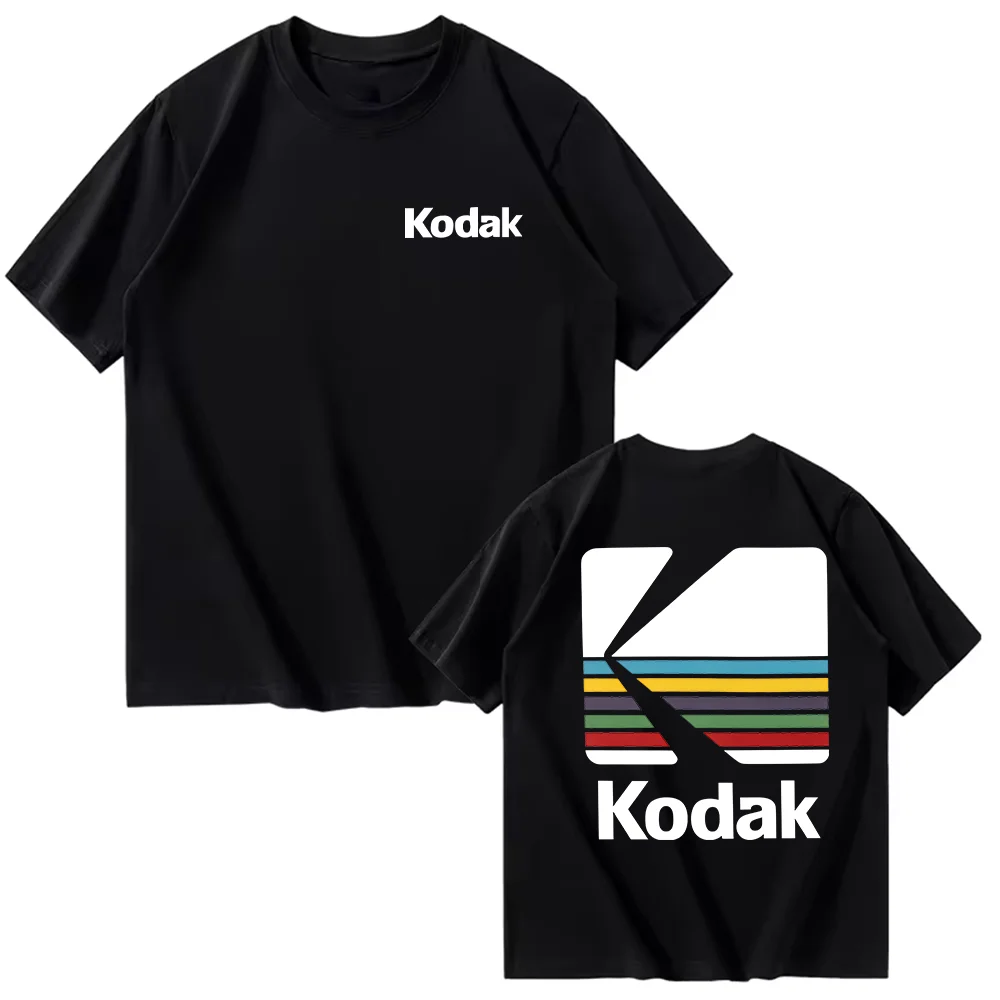 Kodak Summer Brand Bestseller 100% Cotton Solid Color Versatile Men T-shirt Daily Casual Sweat-absorbing Breathable Short Sleeve - Image 2