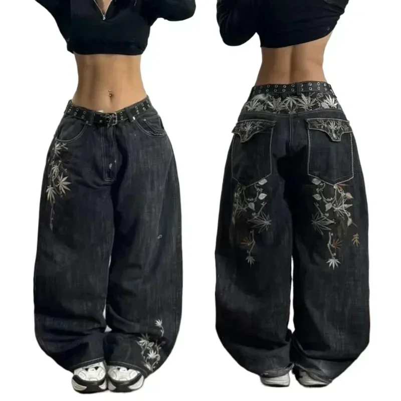 New American Trend Retro Hip-hop Embroidery Pattern Baggy Jeans For Men And Women Y2K Harajuku Gothic Wide Pants Streetwear - Image 8