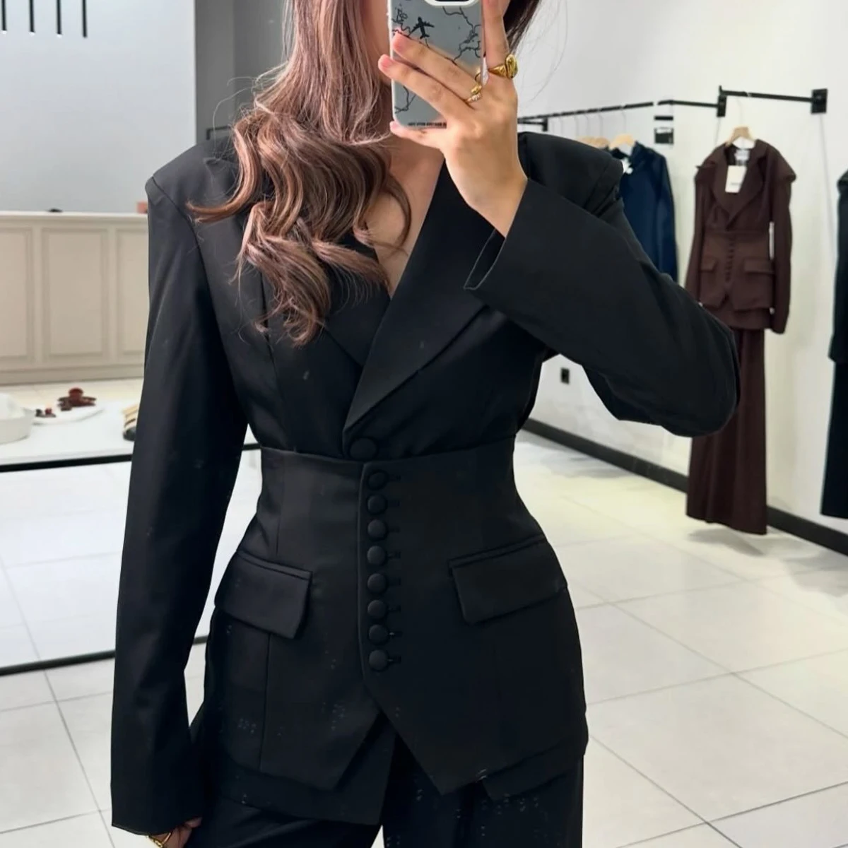 Women's 3-Piece Solid Trouser Set Notched Lapel Blazer Belted Relaxed High Quality Minimal Luxury Spring Autumn Casual - Image 14