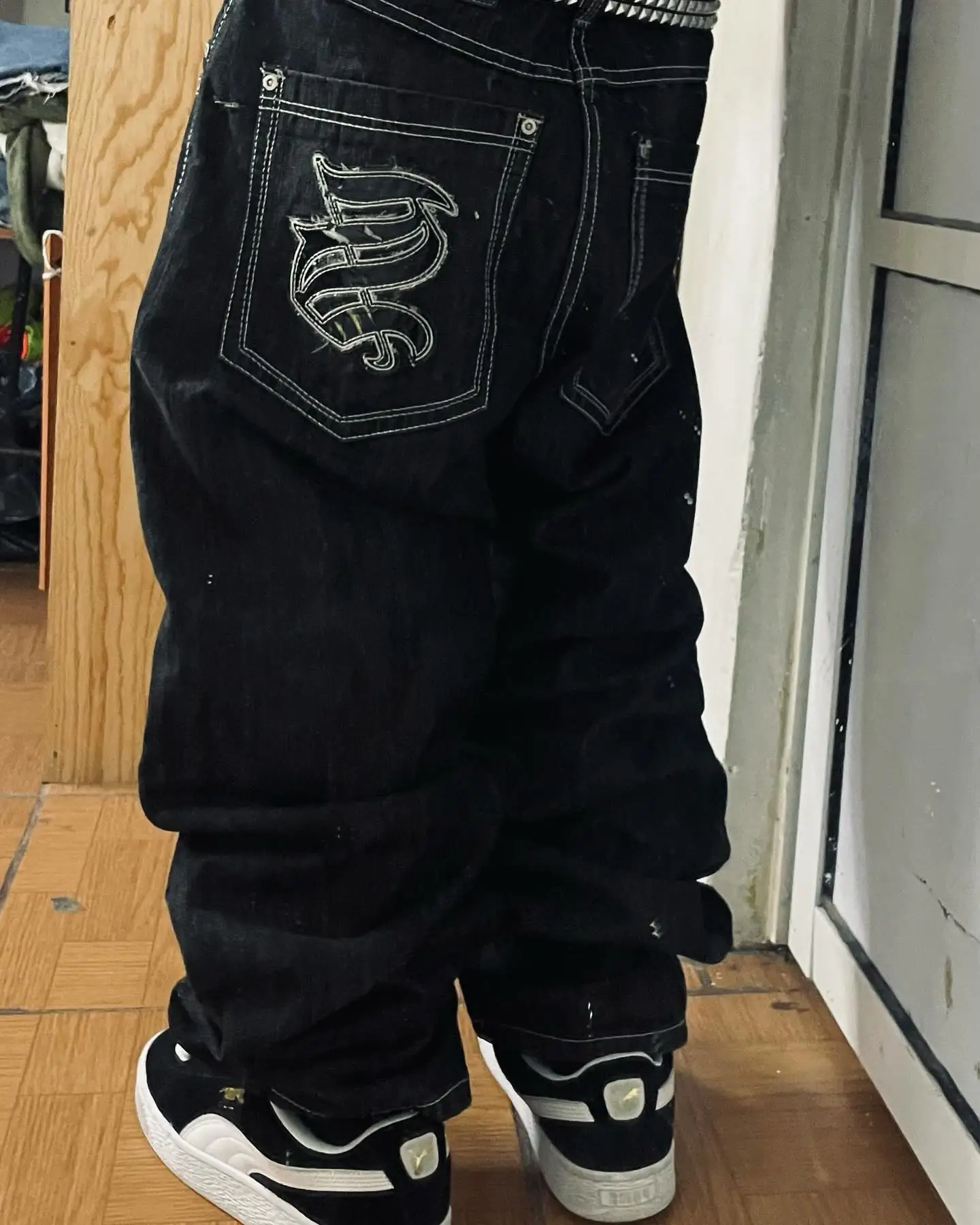 New American Trend Retro Hip-hop Embroidery Pattern Baggy Jeans For Men And Women Y2K Harajuku Gothic Wide Pants Streetwear - Image 11