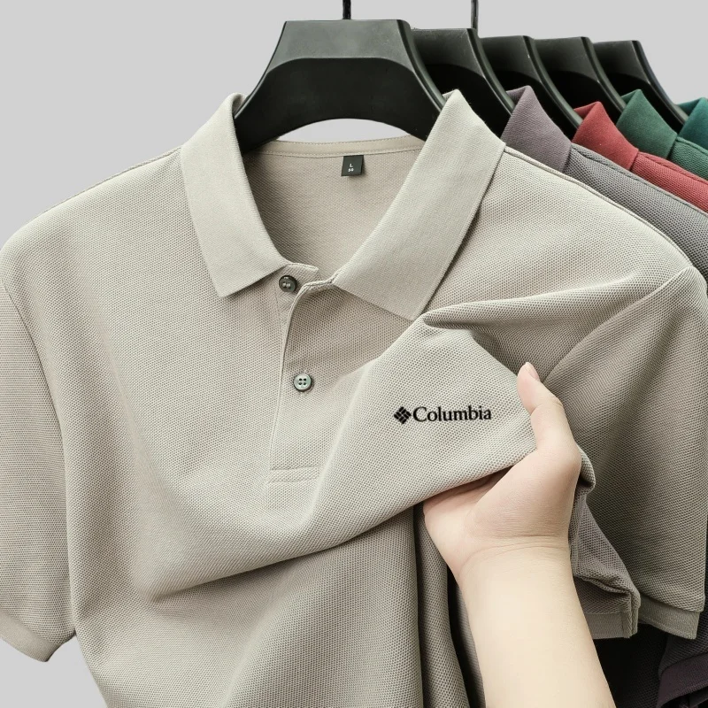 100% pure cotton Colombian embroidery polo shirt, solid color, breathable, casual, versatile and colorfast
