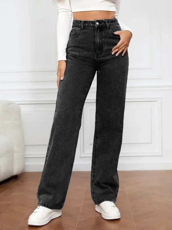 New European And American High-Waisted Straight-Leg Denim Jeans - Image 13