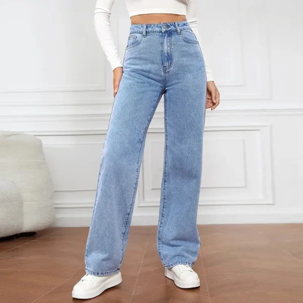 New European And American High-Waisted Straight-Leg Denim Jeans - Image 8