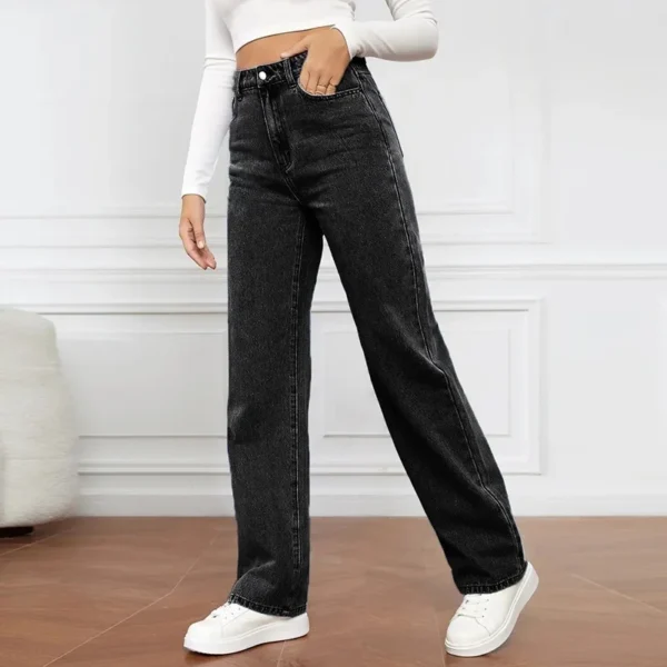New European And American High-Waisted Straight-Leg Denim Jeans - Image 7