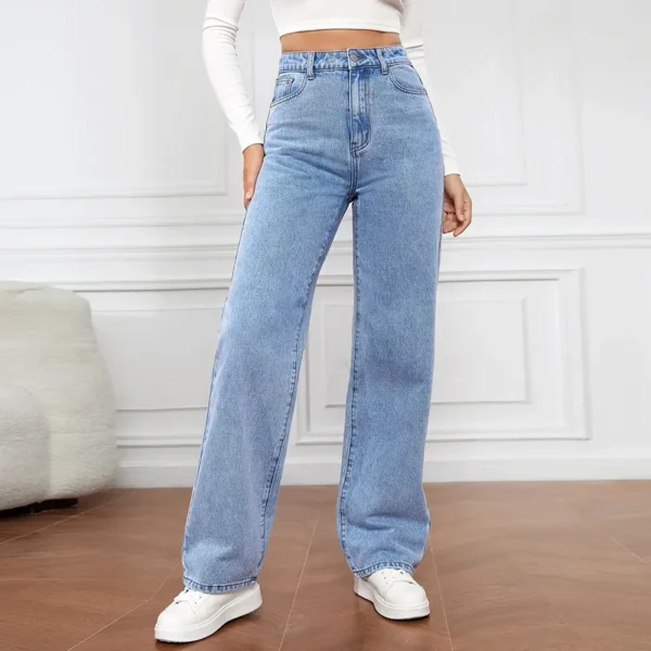 New European And American High-Waisted Straight-Leg Denim Jeans - Image 12