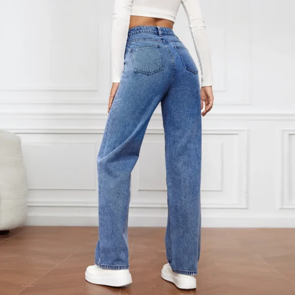 New European And American High-Waisted Straight-Leg Denim Jeans - Image 9