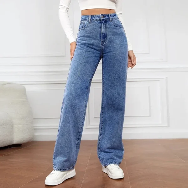 New European And American High-Waisted Straight-Leg Denim Jeans - Image 6