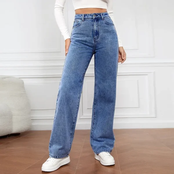 New European And American High-Waisted Straight-Leg Denim Jeans - Image 15