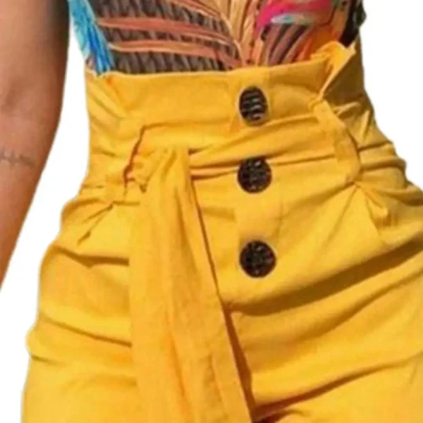 Vintage Solid Casual High Waist Pleated Tight Shorts for Women - Image 5