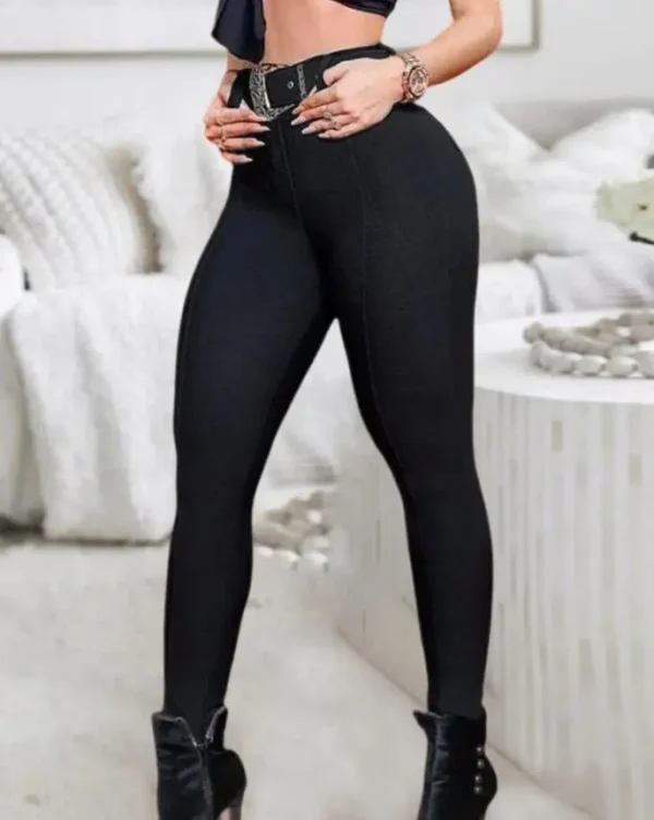 Spring Trending Casual Design Skinny Long Pants with Belt