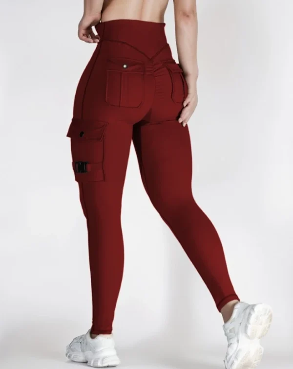 New Casual High Waist Plain Skinny Pocket Leggings Pants - Image 6
