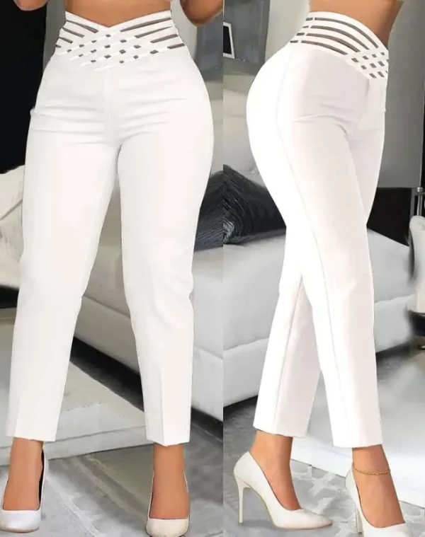 Simple Latest Summer Fashion Solid Cross Elastic Waist Women's Pants