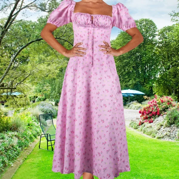 New Small Fresh Floral Slim Fit Slit European and American Light Dress Wear - Image 9