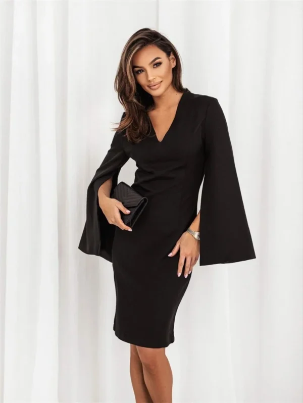 New Sexy V-Neck  Elegant Fashion Office Slim Mini Ladies Long Sleeve Dress - Image 8