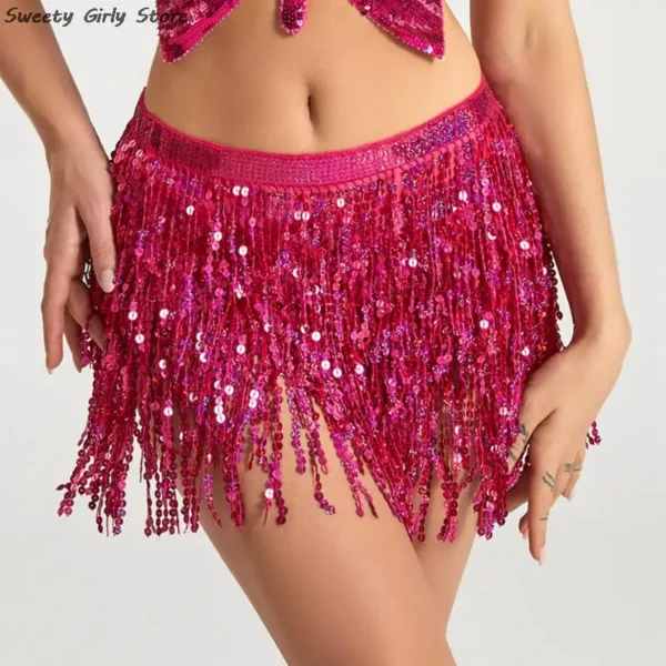 New Long Tassel Chain Belly Dance Performance Clubwear Party Skirts - Image 5