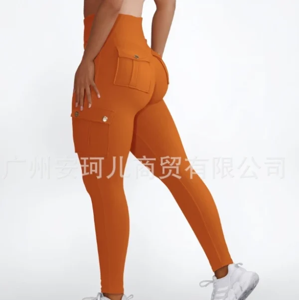 New Casual High Waist Plain Skinny Pocket Leggings Pants - Image 13