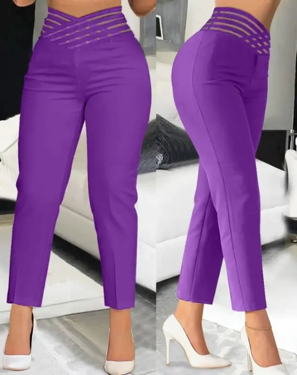 Simple Latest Summer Fashion Solid Cross Elastic Waist Women's Pants - Image 5
