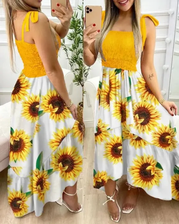 Summer Sexy Spaghetti Strap Floral Print Maxi Holiday Beach Long Dress - Image 11