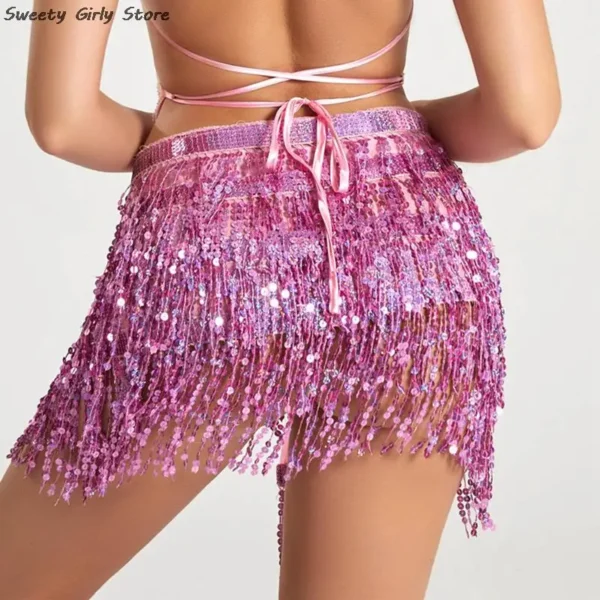 New Long Tassel Chain Belly Dance Performance Clubwear Party Skirts - Image 28