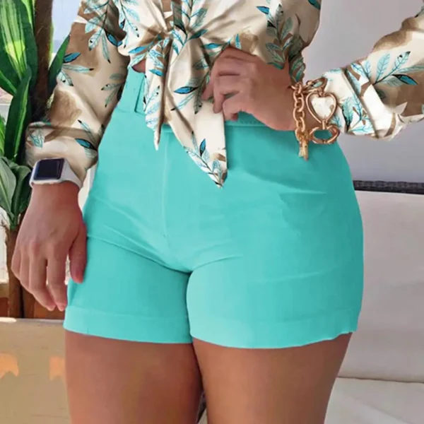New Elegant High Waist Solid Slim Chic Hot Bottoms Shorts - Image 4