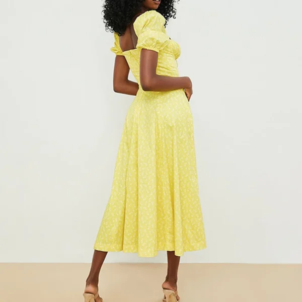 New Small Fresh Floral Slim Fit Slit European and American Light Dress Wear - Image 4