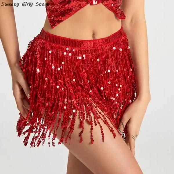 New Long Tassel Chain Belly Dance Performance Clubwear Party Skirts - Image 25