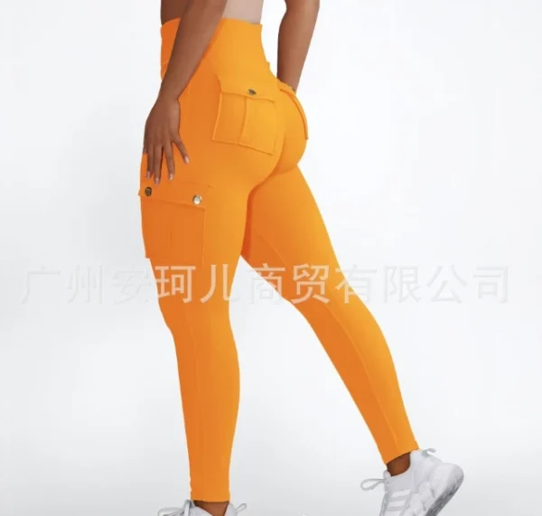 New Casual High Waist Plain Skinny Pocket Leggings Pants - Image 9