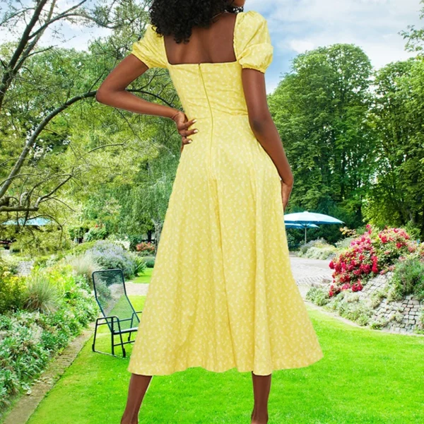 New Small Fresh Floral Slim Fit Slit European and American Light Dress Wear - Image 2