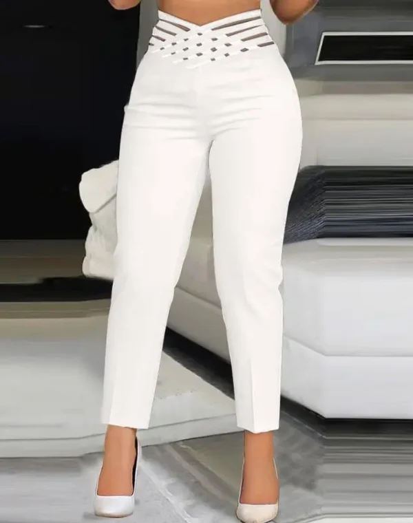 Simple Latest Summer Fashion Solid Cross Elastic Waist Women's Pants - Image 6