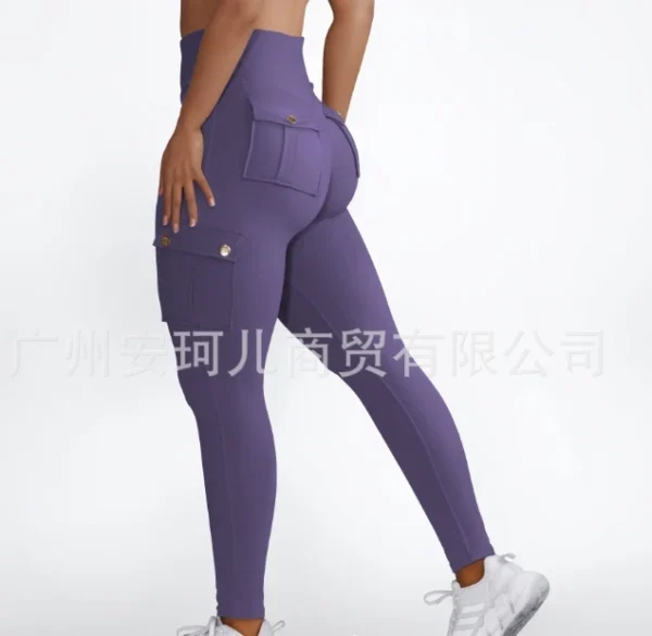 New Casual High Waist Plain Skinny Pocket Leggings Pants - Image 8