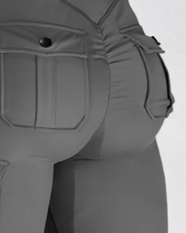 New Casual High Waist Plain Skinny Pocket Leggings Pants - Image 3