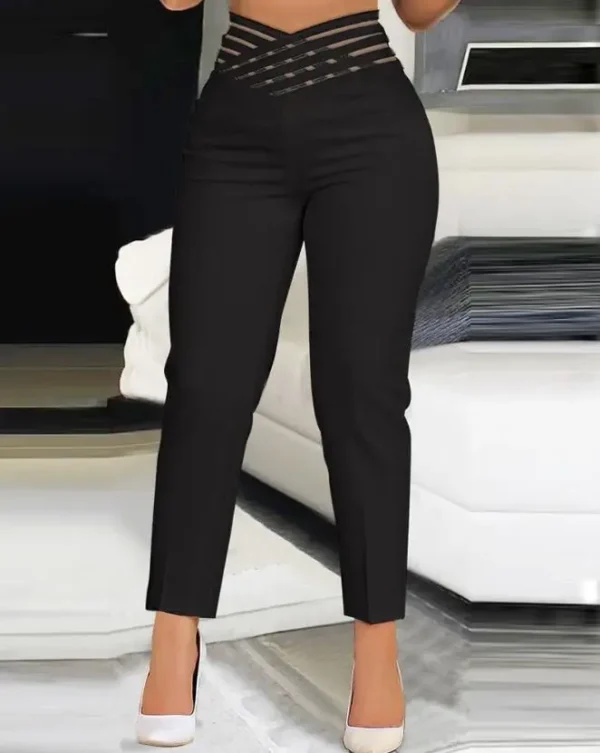 Simple Latest Summer Fashion Solid Cross Elastic Waist Women's Pants - Image 4