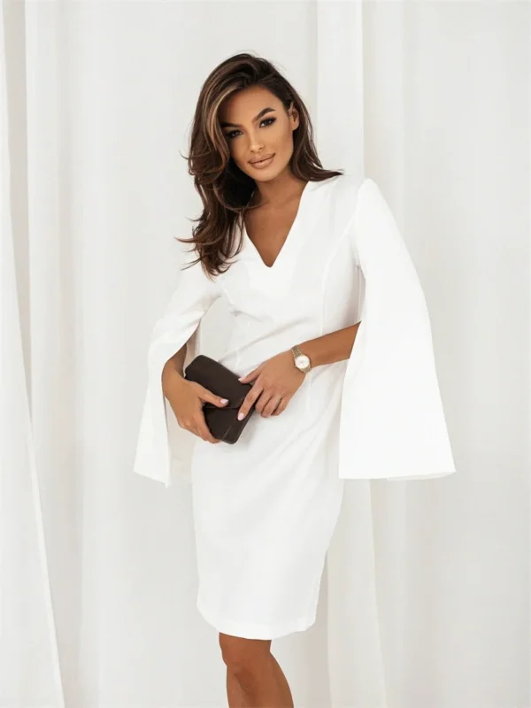 New Sexy V-Neck  Elegant Fashion Office Slim Mini Ladies Long Sleeve Dress - Image 7