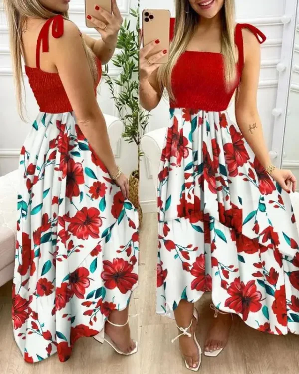 Summer Sexy Spaghetti Strap Floral Print Maxi Holiday Beach Long Dress - Image 15