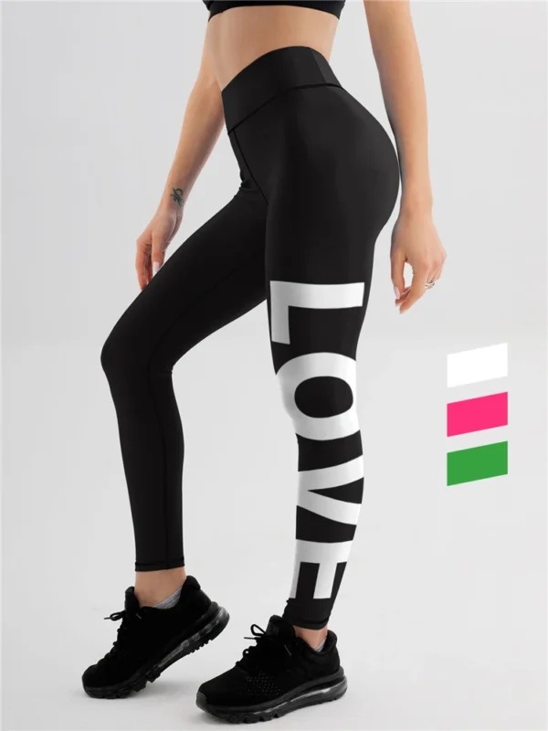 Simple Causaul Love Yoga And Fitness Printed Personalized Legging Pants Wear