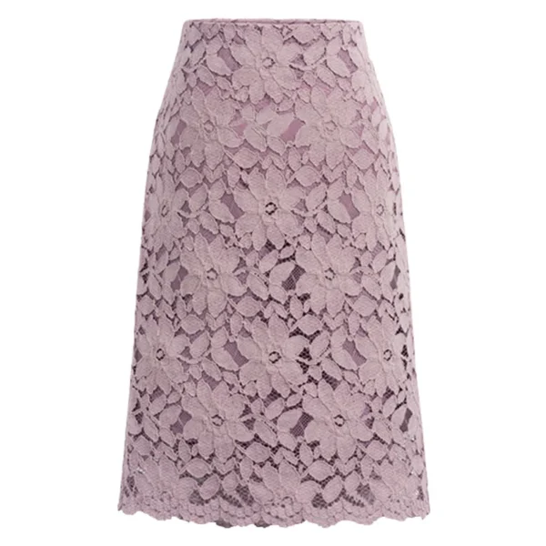 Summer Classic Knee-Length High Waist Elegant Lace Office Skirts for Women - Image 4