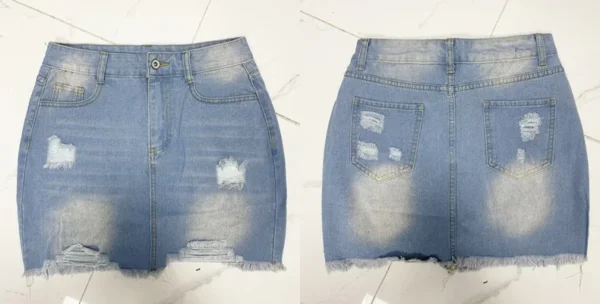 New Classic Summer Short Sexy Raw Edge Mini A-line Denim Jeans Skirt - Image 8