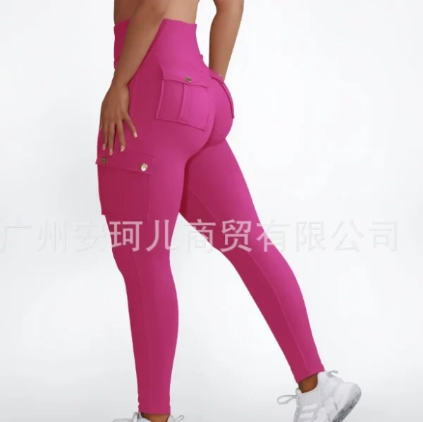 New Casual High Waist Plain Skinny Pocket Leggings Pants - Image 7