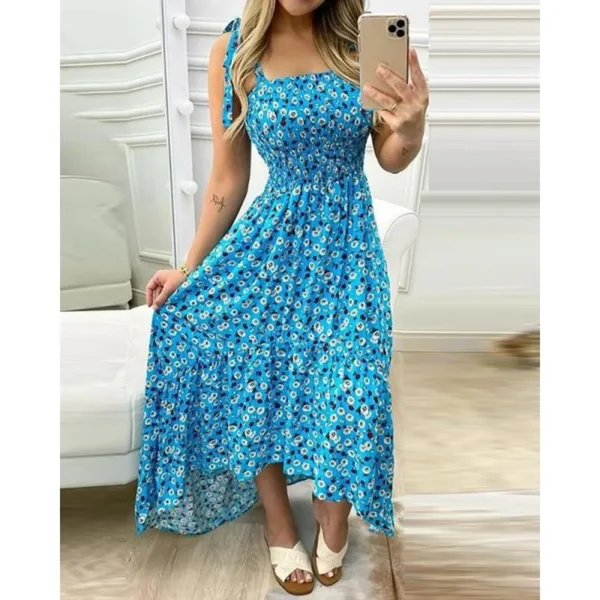 Summer Sexy Spaghetti Strap Floral Print Maxi Holiday Beach Long Dress - Image 10