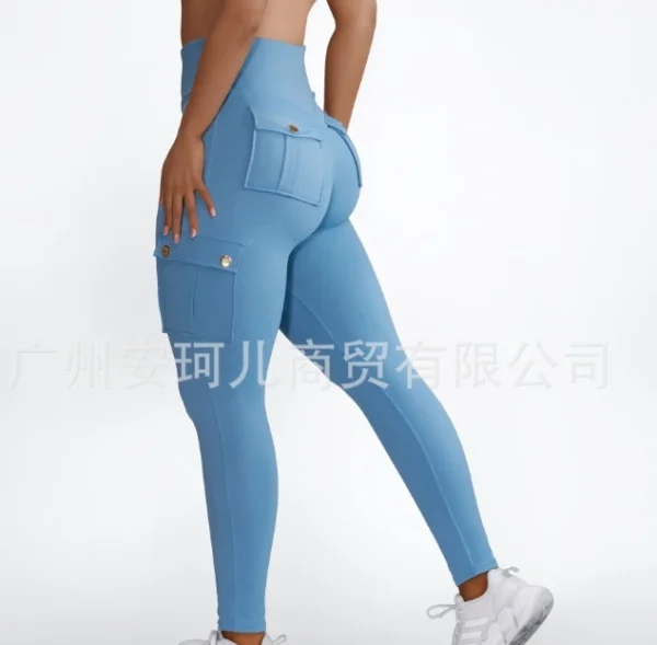 New Casual High Waist Plain Skinny Pocket Leggings Pants - Image 14