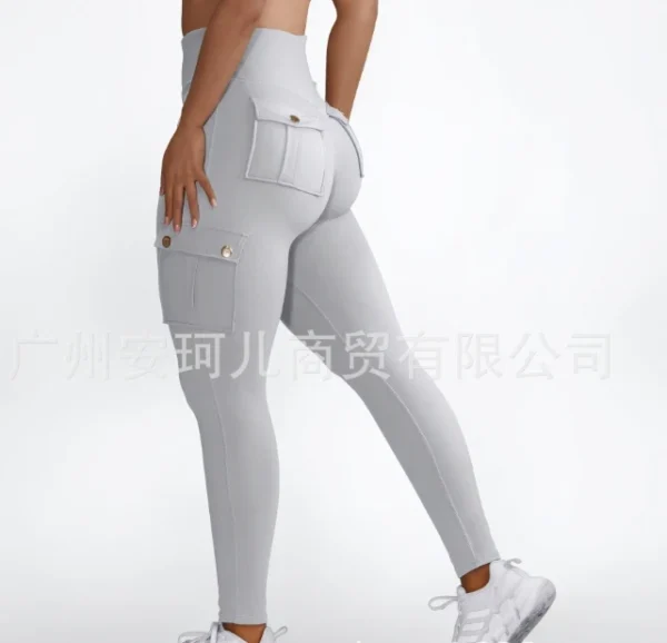 New Casual High Waist Plain Skinny Pocket Leggings Pants - Image 10