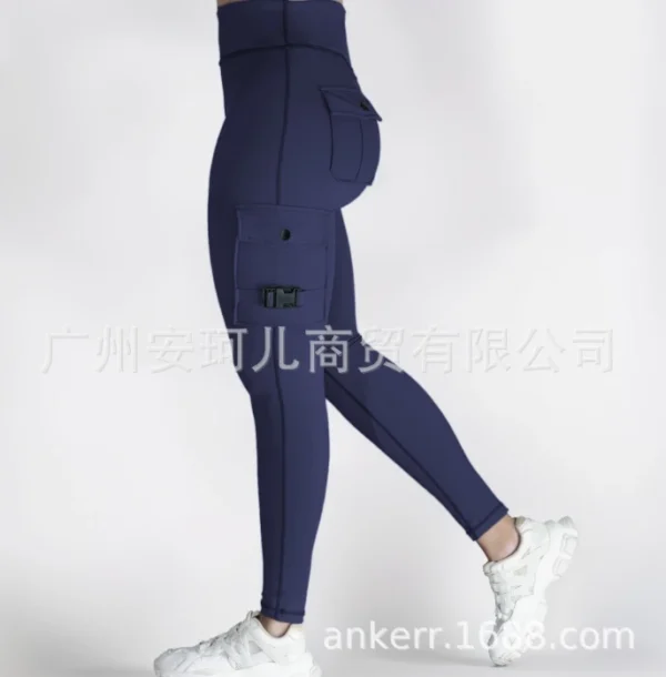 New Casual High Waist Plain Skinny Pocket Leggings Pants - Image 16