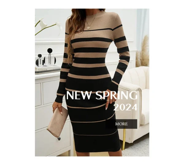 New Daily Casual Thin Long Sleeve Dress For Women - Image 11