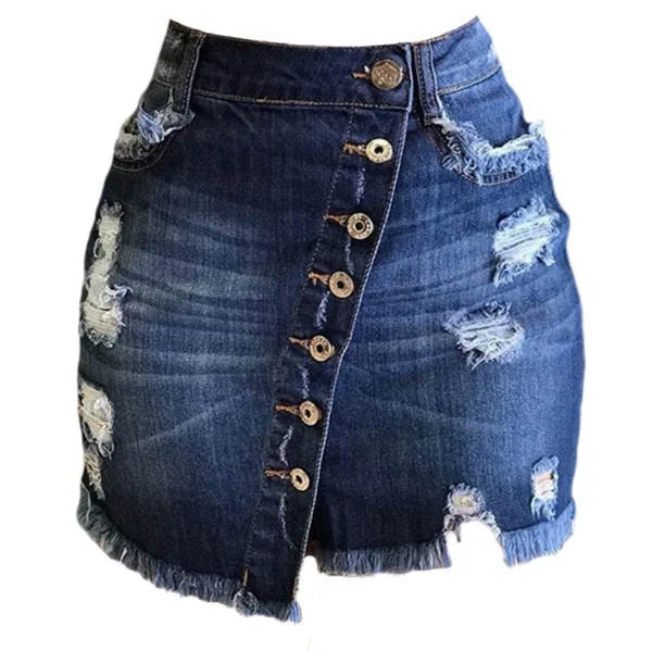 New Sexy Summer Ripped Denim Button Denim Short Mini Jeans Skirt - Image 14